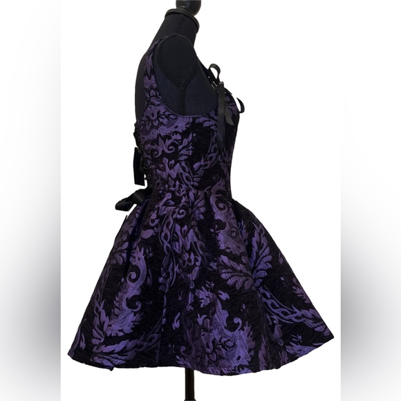 Dolls Kill / Widow Purple Brocade Sultry Sins Matching Dress Set - Picture 12 of 14